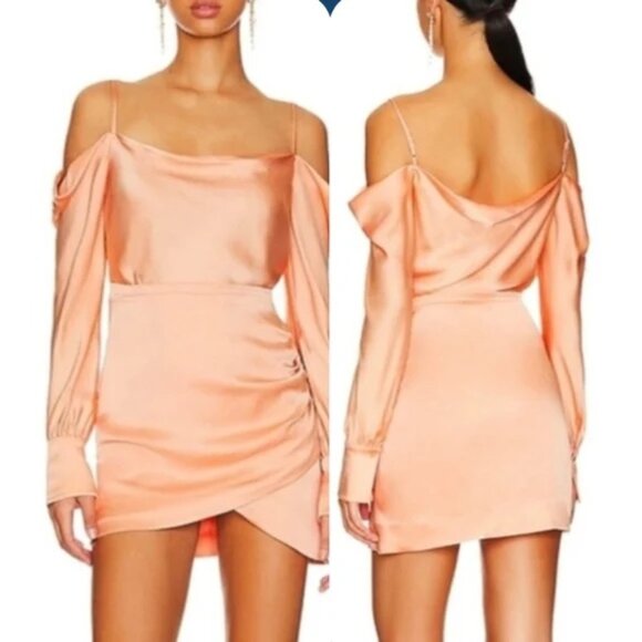 NWT NEW Jonathan Simkhai Velma Mini Off The Shoulder Satin Dress Size 4 - $595 - Picture 1 of 9